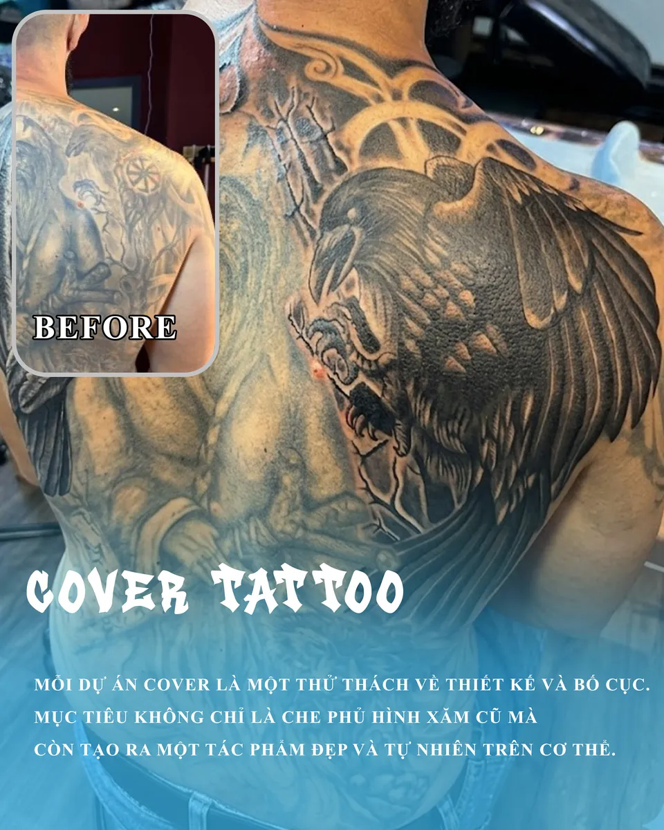 Cover hình xăm con quạ lớn
